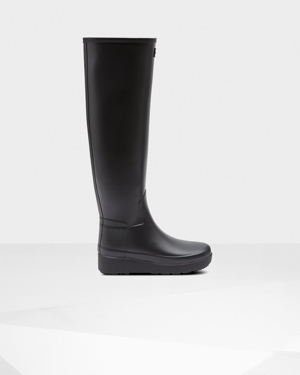 Women Hunter Refined Slim Fit Knee-High | Creeper Boots Black | NZ-10543-SRYJ